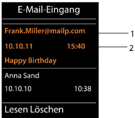 E-Mail-Eingang Frank.Miller@mailp.com 10.10.11 15:40 Happy Birthday Anna Sand 10.10.10 10:38 Lesen Löschen