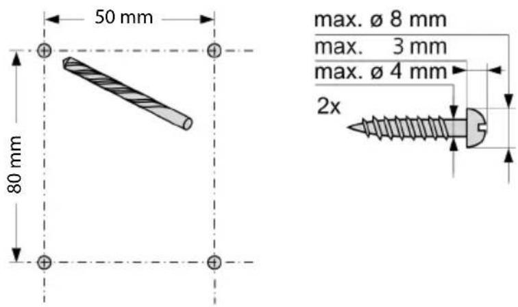 50 mm 80 mm max. ø 8 mm max. 3 mm max. ø 4 mm 2x