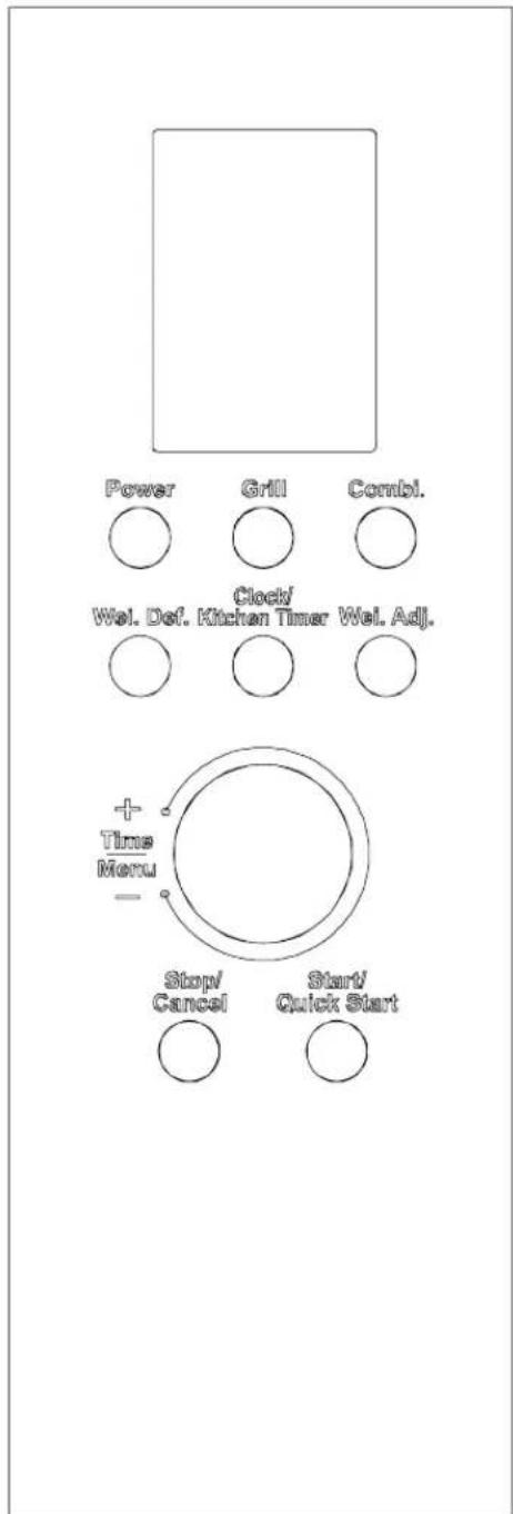 Power Grill Combo1. Clock/ Wel. Def. Kitchen Timer Wel. Adj. Time Menu Stop/ Cancel Start/ Quick Start