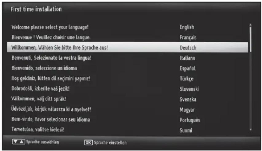 First time installation Welcome please select your language! Bienvenue ! Veuillez choisir une langue. Willkommen, Wählen Sie bitte Ihre Sprache aus! Benvenuti, Selezionate la vostra lingua! Bienvenido, seleccione un idioma Hoş geldiniz, lütfen dil seçimini yapınız! Dobrodošli, izberite vaś jezik! Välkommen, välj ditt språk! Üdvözöljük, kérjük válassza ki a nyelvet! Bem-vindo, favor seleccionar seu idioma Tervetuloa, valitse kielesi! English Français Deutsch Italiano Español Türkçe Slovenski Svenska Magyar Português Suomi Sprache auswahlen OK Sprache einstellen