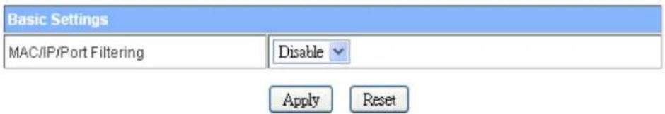 Premiertek LP-7316K - MAC/IP/Port Filtering Settings - 1