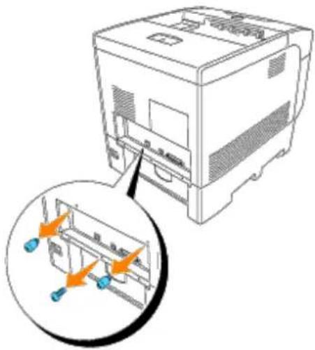 DELL 5100cn - Entfernen der optionalen Multiprotokollkarte - 2