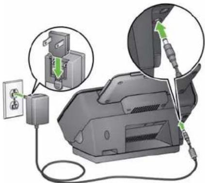 KODAK I1190E - Anschließen des Netzteils und des USB-Kabels - 1