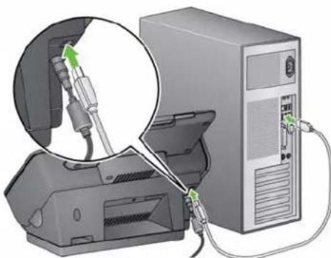 KODAK I1190E - Anschließen des Netzteils und des USB-Kabels - 2