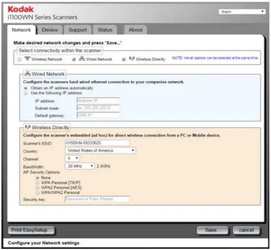 KODAK I1190WN - Die Registerkarte „Network“ (Netzwerk) - 1