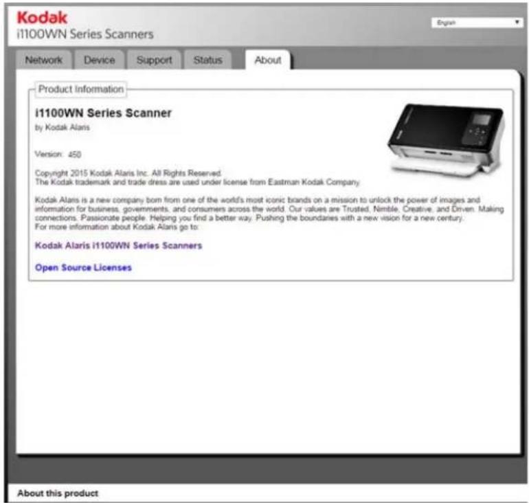 KODAK I1190WN - Registerkarte „About“ (Info) - 1