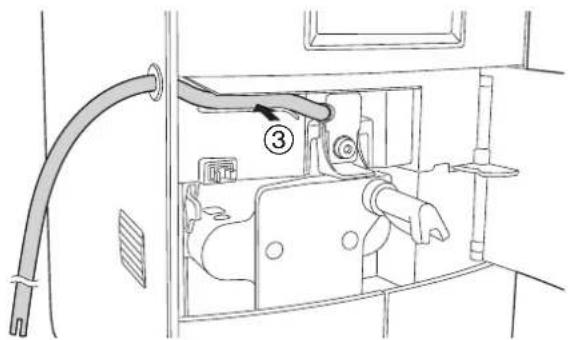 Technical diagram of a device interior with labeled components and a numbered callout pointing to component ③