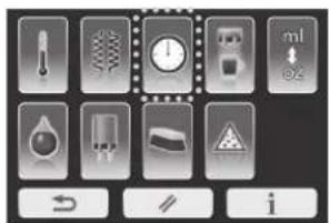 Control panel interface with icons for temperature, humidity, alarm, and various function buttons