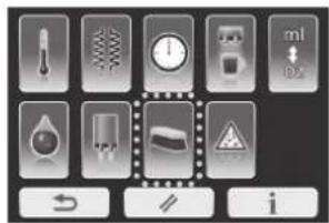 Control panel interface with icons for temperature, humidity, alarm, and display settings