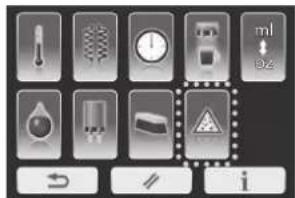 Control panel interface with icons for temperature, humidity, alarm, and warning symbols