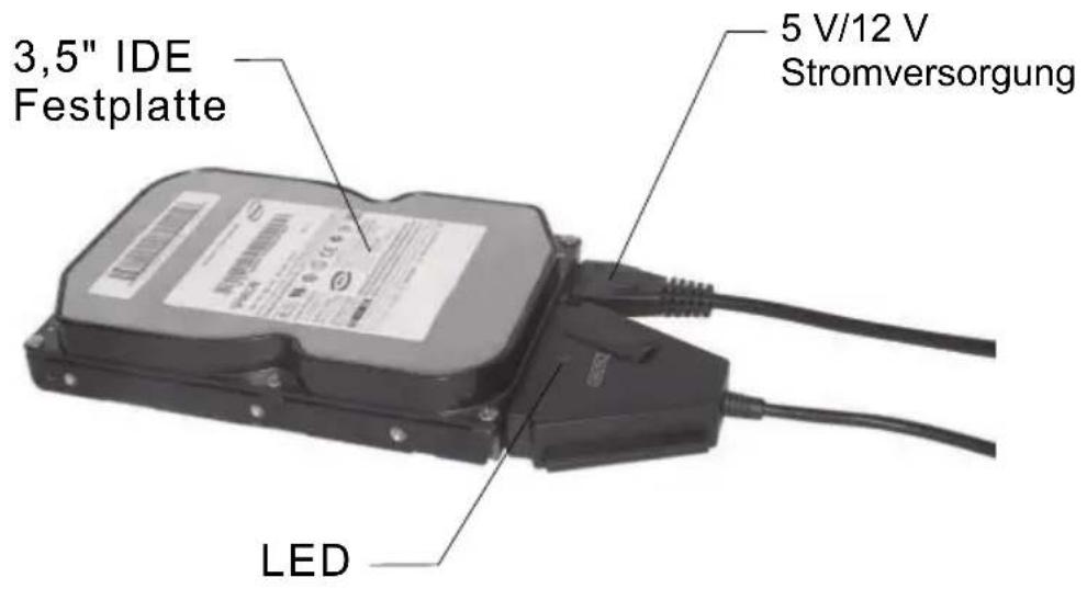 3,5" IDE Festplatte 5 V/12 V Stromversorgung LED