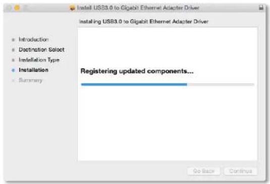 Install USB3.0 to Gigabit Ethernet Adapter Driver Installing USB3.0 to Gigabit Ethernet Adapter Driver Introduction Destination Select Installation Type Installation Summary Registering updated components... Go Back Continue