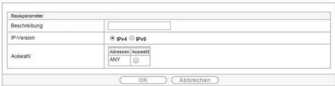 Basisparameter Beschreibung IP-Version Applifier Adressen ANY Applifier Auswahl Abbrechen OK Abbrechen