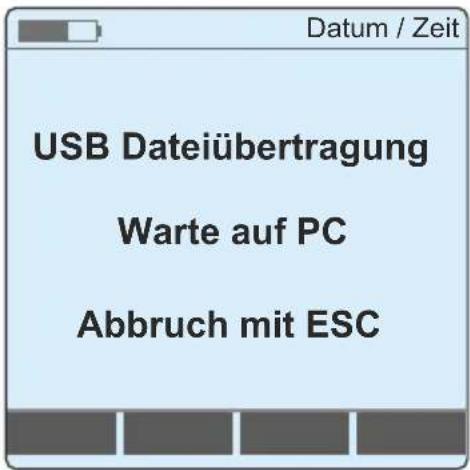 Datum / Zeit USB Dateübertragung Warte auf PC Abbruch mit ESC