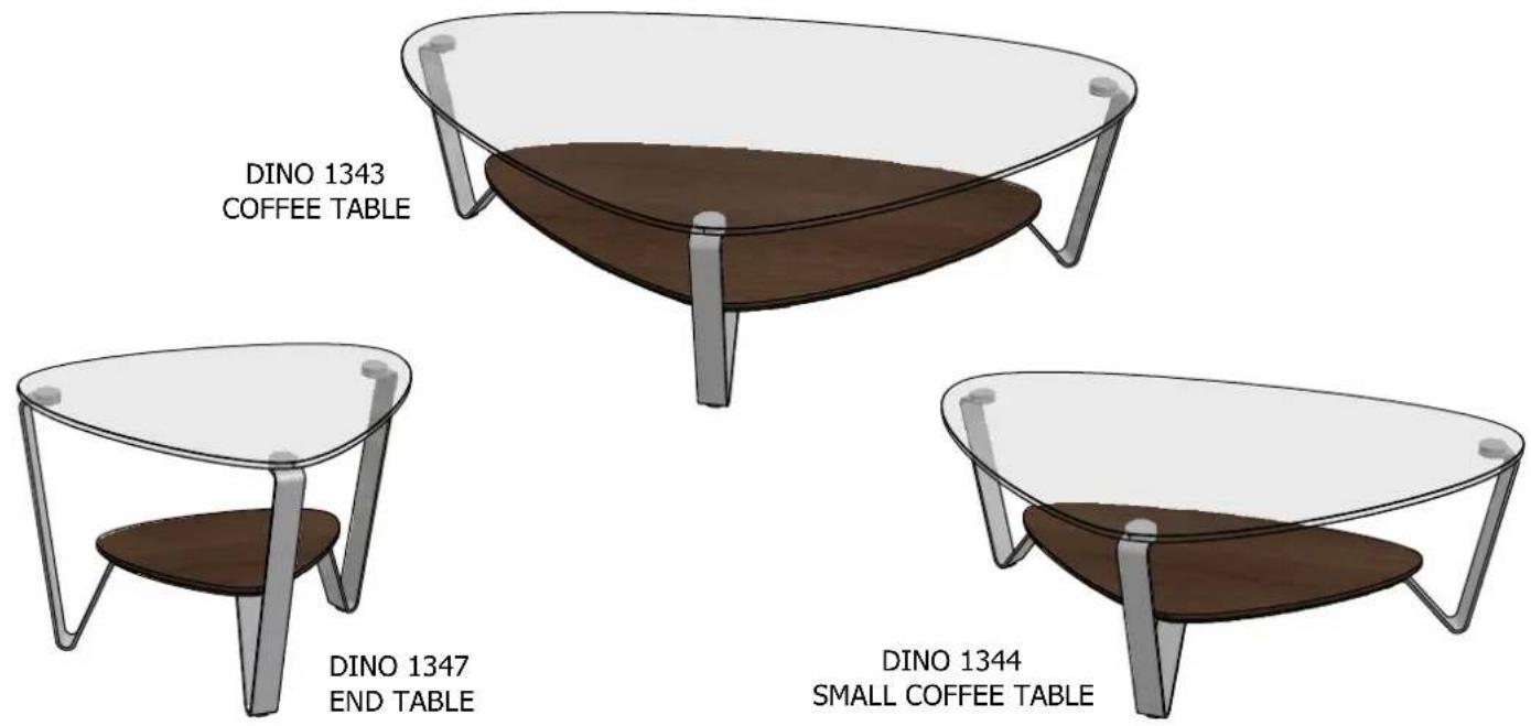 DINO 1343 COFFEE TABLE DINO 1347 END TABLE DINO 1344 SMALL COFFEE TABLE