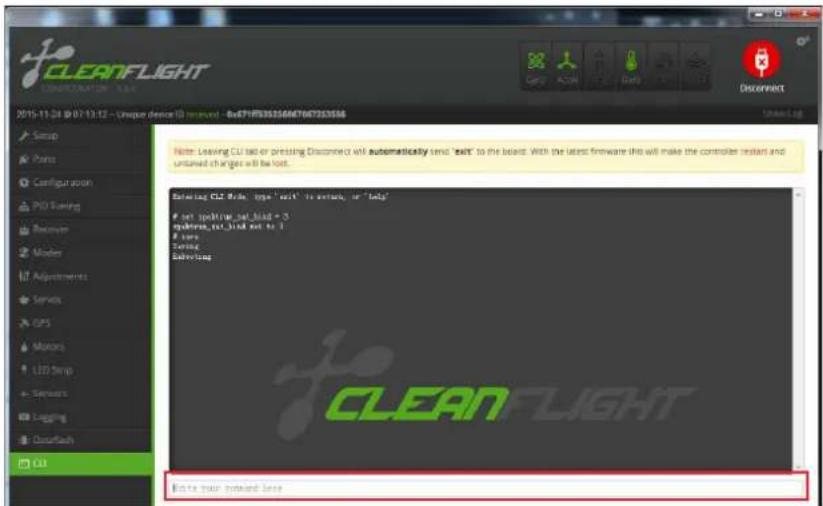 CLEANFLIGHT 2015-11-04 09:07:13:12 - Unique device ID request - Be471833336647667333334 Note: Leaving CLI tab or pressing Disconnect will automatically send 'exit' to the board. With the latest firmware this will make the controller instant and untapped change will be lost. Relating CLI Rule, type 'exit' to ensure, or 'help' set offset anal_train = 3 meters anal_train set it = 1 sure Sensing Delivering CLEANFLIGHT Binds your network line