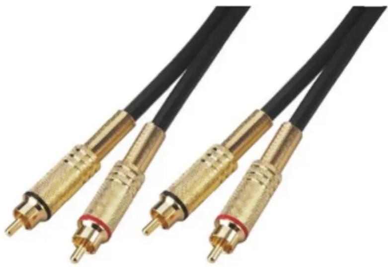 Close-up of three gold-colored R-rated cables with black leads, no text or symbols visible