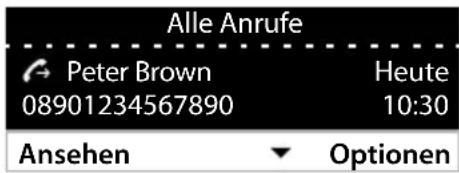 Alle Anrufe Peter Brown Heute 08901234567890 10:30 Ansehen Optionen
