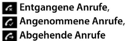 Entgangene Anrufe, Angenommene Anrufe, Abgehende Anrufe