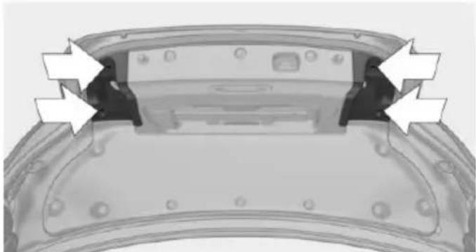 Top-down view of a car's rear bumper with visible mounting holes and structural ribs (no text or symbols)