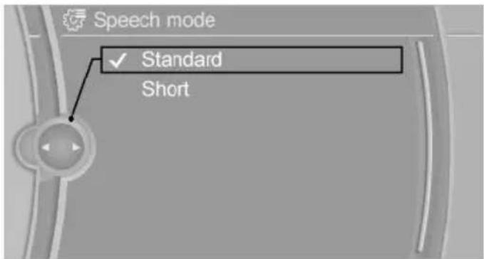 Speech mode ✓ Standard Short