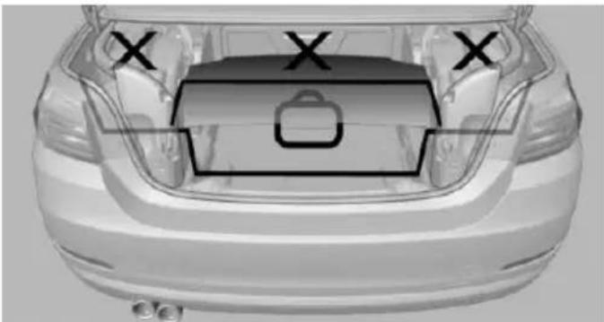 Top-down view of a car's rear bumper with internal diagram and no visible text or symbols