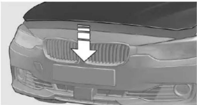 Front view of a car's head with a grille and side-mounted grille (no text or symbols visible)