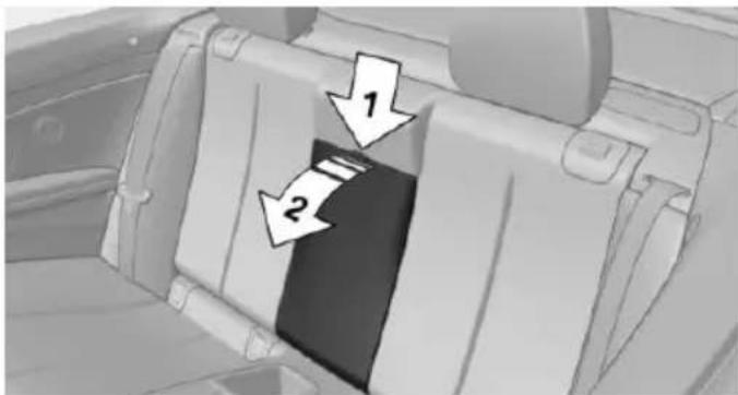 Diagram of car seatbelt with numbered arrows indicating different positions or directions