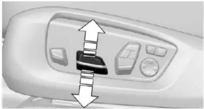 Close-up of a white electronic device control panel with directional arrows indicating movement or force (no text or symbols visible)