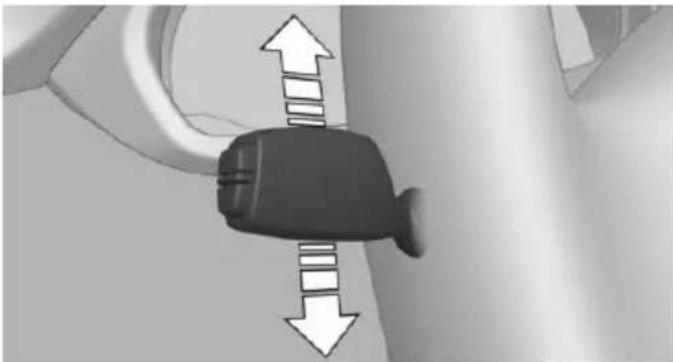 Close-up of a black car seatbelt with directional arrows indicating movement (no text or symbols)