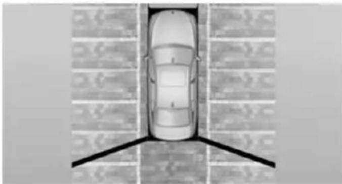 Top-down view of a car parked in a parking lot with lane markings (no text or symbols visible)