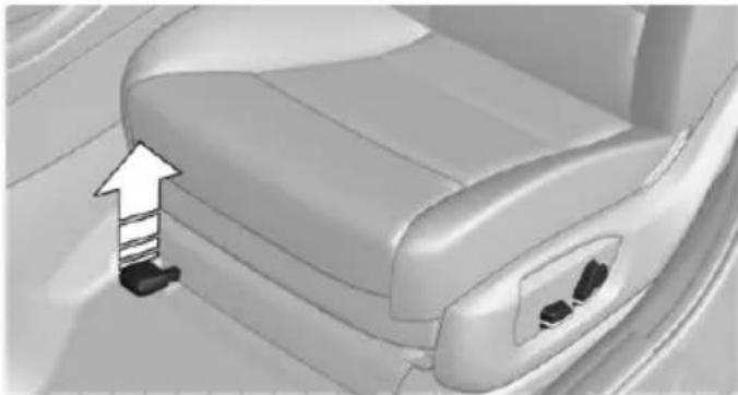 Interior view of a car seatbelt with a white arrow pointing to the seat area (no text or symbols visible)