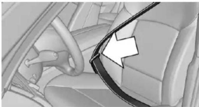 Interior view of a car showing steering wheel and seatbelt (no text or symbols visible)