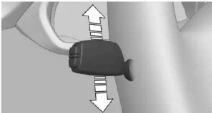 Close-up of a black car seatbelt with directional arrows indicating movement (no text or symbols)