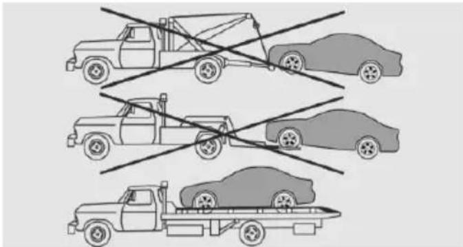 Three cartoon-style vehicles with diagonal lines indicating no crossing or parking, no text or symbols present.