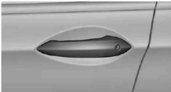 Close-up of a car door handle with a circular opening, showing no text or symbols