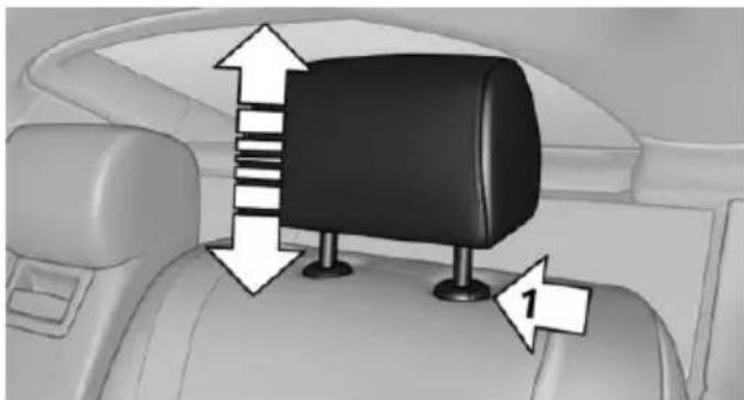 Interior view of a car showing a black seat with directional arrows indicating movement or force (no text or symbols present)