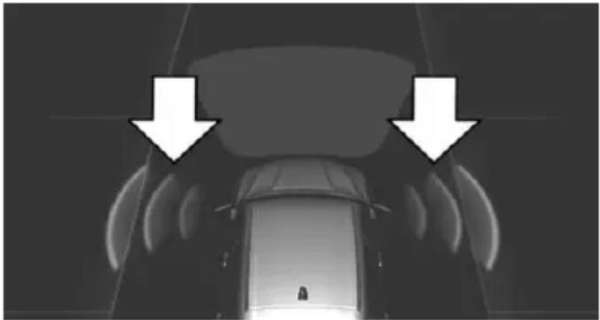 Top-down view of a car with two white arrows pointing downward to the roof, indicating airflow or movement (no text or symbols present)