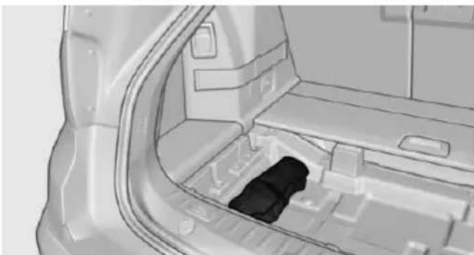 3D rendering of a car trunk with visible internal components and no text or symbols