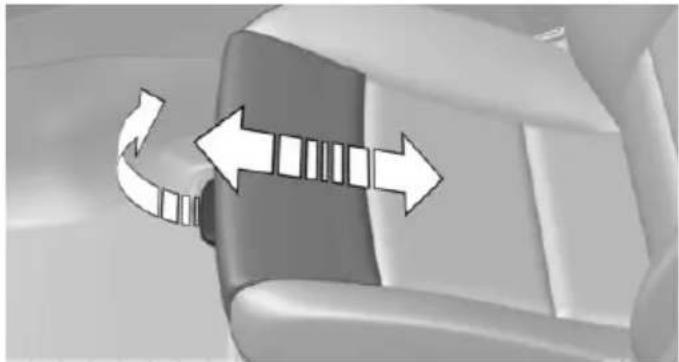 Diagram of a car seatbelt mechanism with directional arrows indicating rotation (no text or symbols)