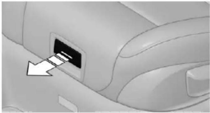 Interior view of a car showing a car's side panel with a white arrow pointing to the front panel (no text or symbols visible)