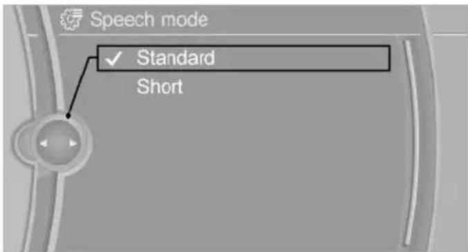 Speech mode ✓ Standard Short