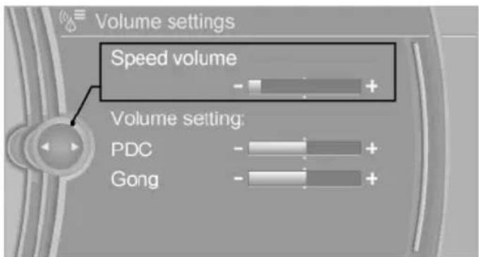 Volume settings Speed volume Volume setting: PDC Gong