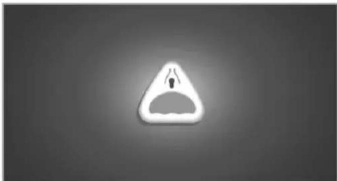 Warning symbol with a triangle and downward arrow inside, no text or numbers present