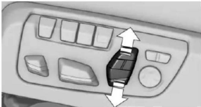Top-down view of a car dashboard with directional arrows indicating left and right movement (no text or symbols)