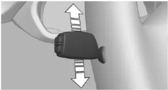 Close-up of a car seatbelt buckle with directional arrows indicating movement (no text or symbols)