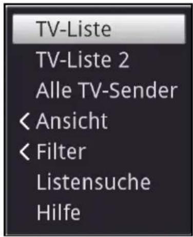 TV-Liste TV-Liste 2 Alle TV-Sender < Ansicht < Filter Listensuche Hilfe