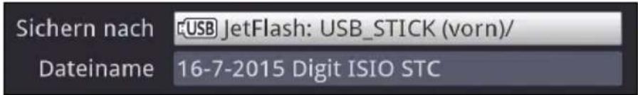 Sichern nach USB JetFlash: USB_STICK (vorn)/ Dateiname 16-7-2015 Digit ISIO STC
