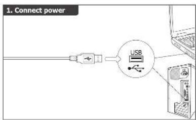 1. Connect power USB