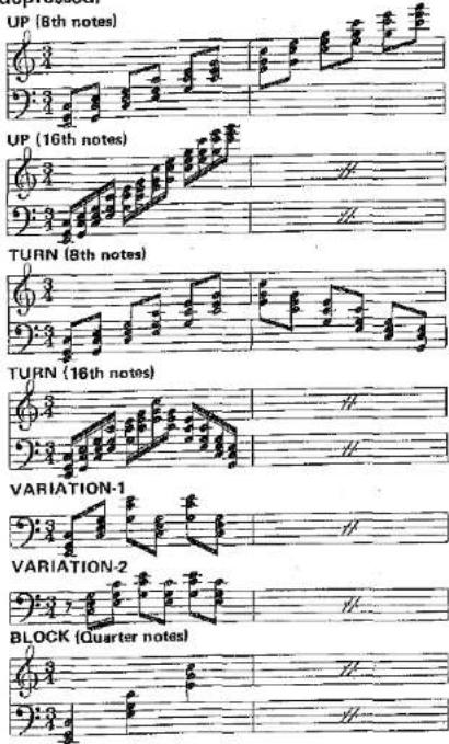 UP (8th notes) UP (16th notes) TURN (8th notes) TURN (16th notes) VARIATION-1 VARIATION-2 BLOCK (Quarter notes)